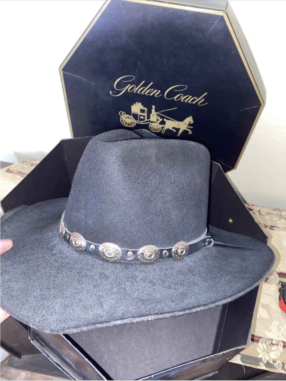 Stetson Black Felt Western Hat with Concho Band